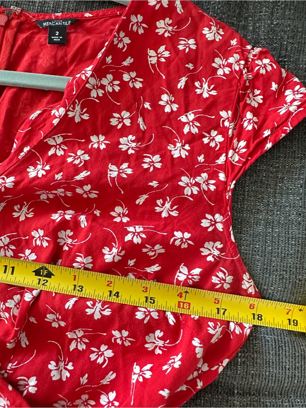 J. Crew Mercantille 100% Viscose Red Floral Cap-Sleeve Wrap Mini Dress size 2 - Picture 13 of 16